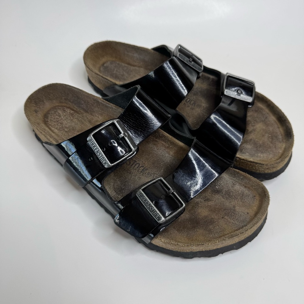NOT FOR SALE!! Birkenstock Birko-Flor Patent Leather Black Sandals